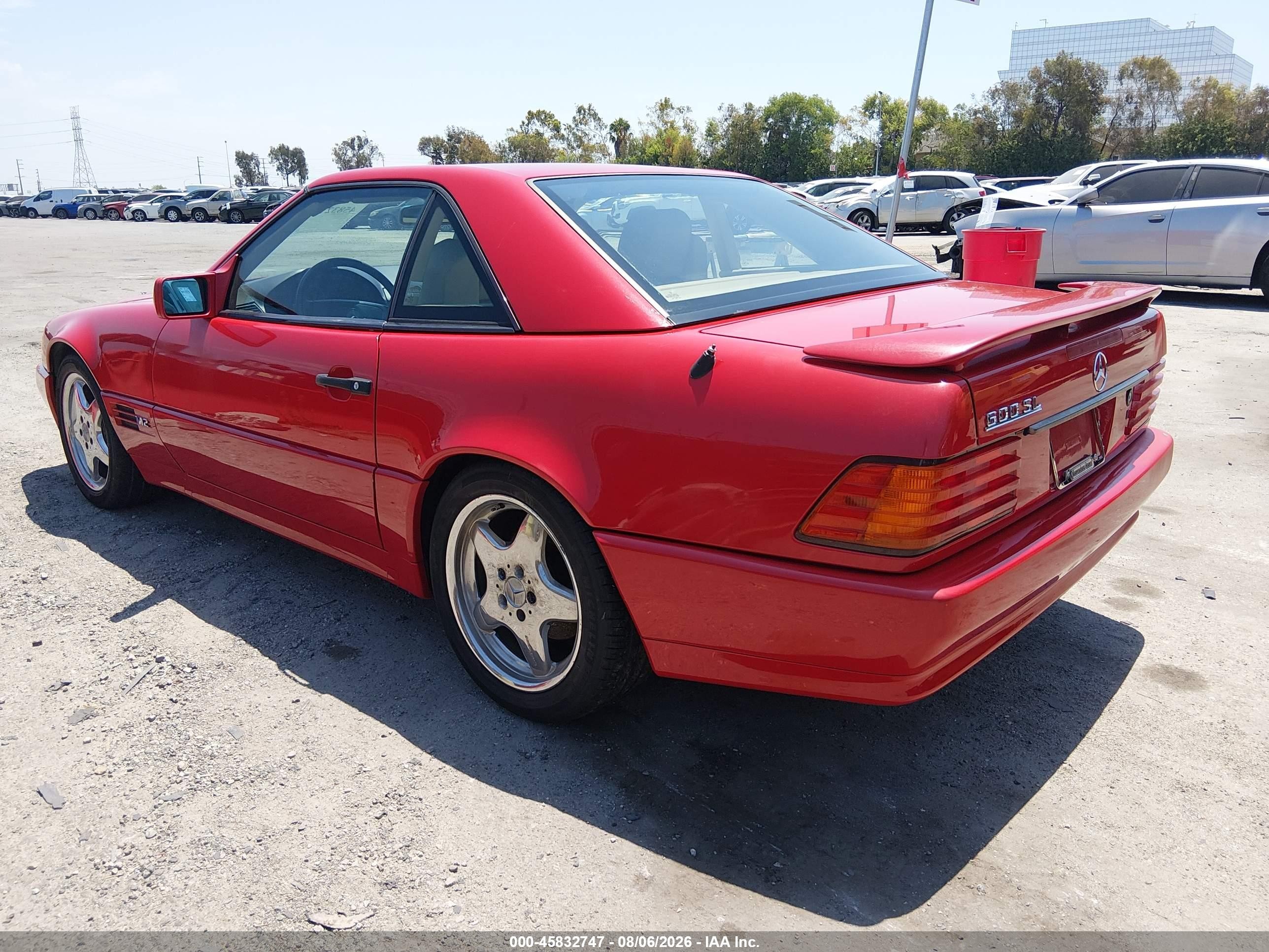 1993 Mercedes-benz 600 Sl Red vin: WDBFA76E3PF076367
