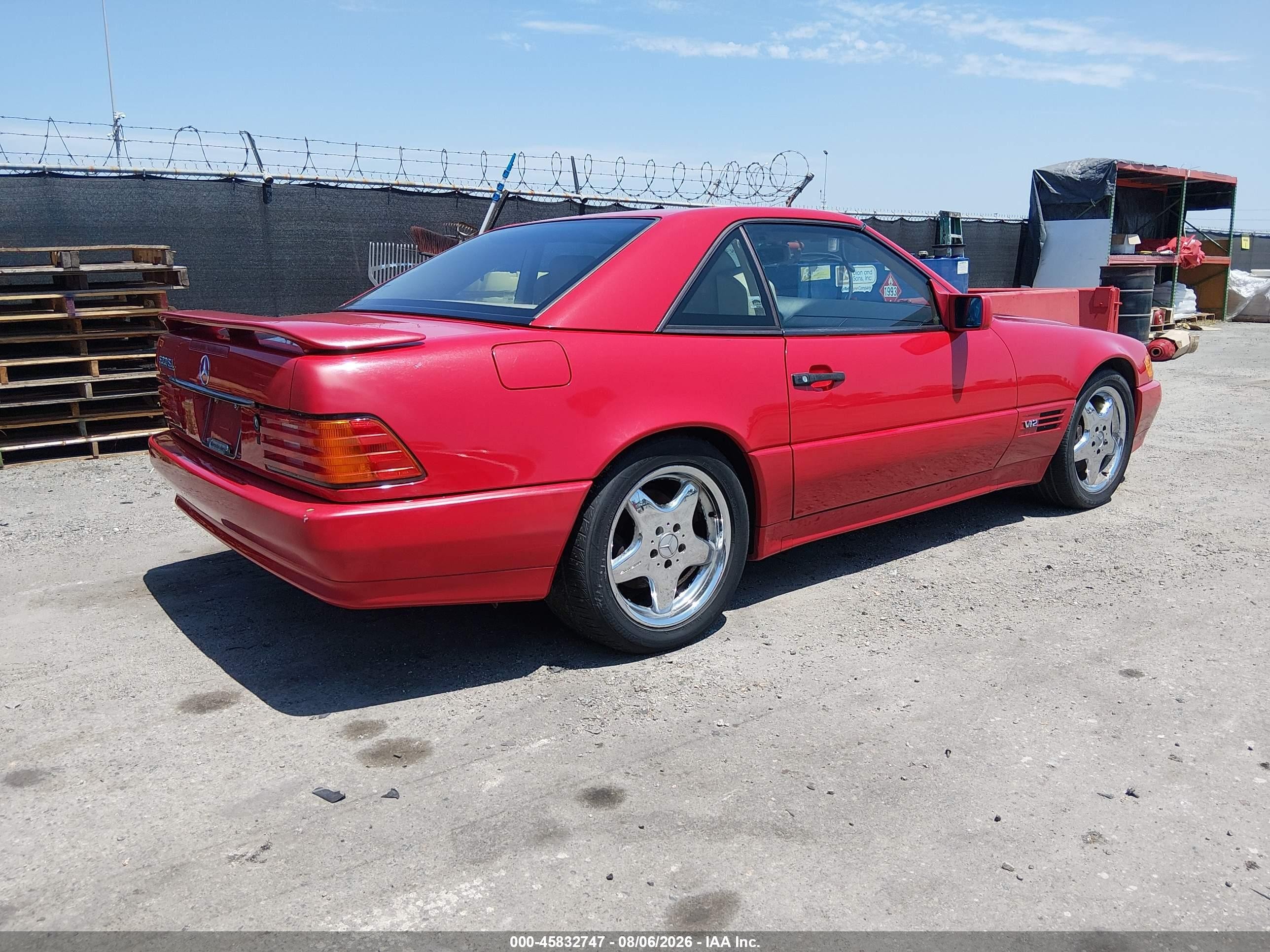 1993 Mercedes-benz 600 Sl Red vin: WDBFA76E3PF076367