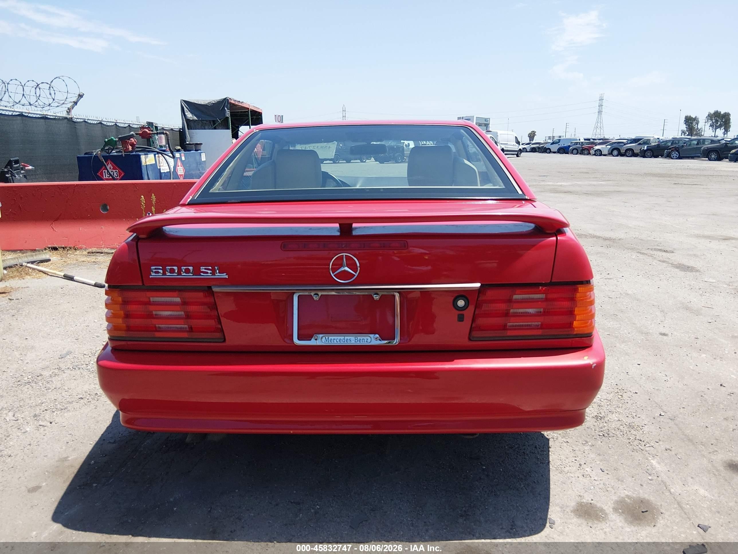 1993 Mercedes-benz 600 Sl Red vin: WDBFA76E3PF076367