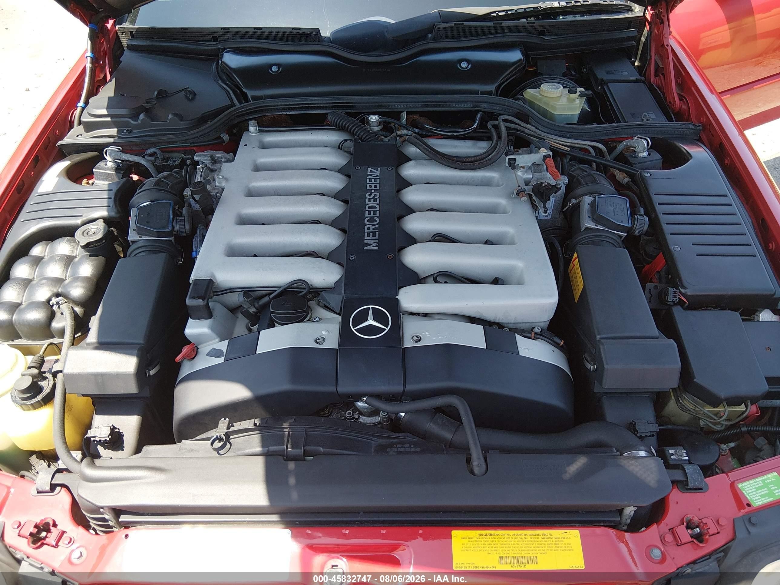 1993 Mercedes-benz 600 Sl Red vin: WDBFA76E3PF076367