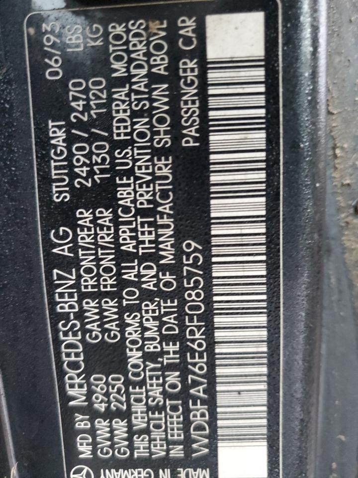 1994 Mercedes-benz Sl 600 Black vin: WDBFA76E6RF085759