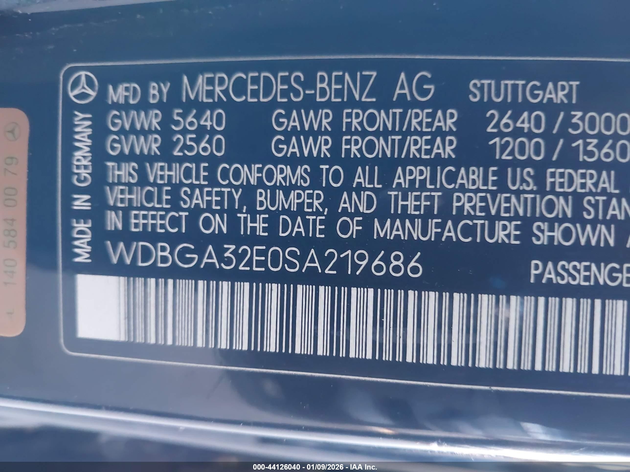 1995 Mercedes-benz S 320w Черный vin: WDBGA32E0SA219686