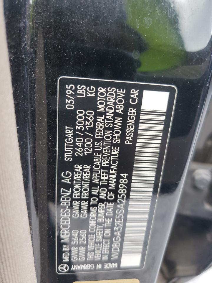 1995 Mercedes-benz S 320w Black vin: WDBGA32E5SA258984