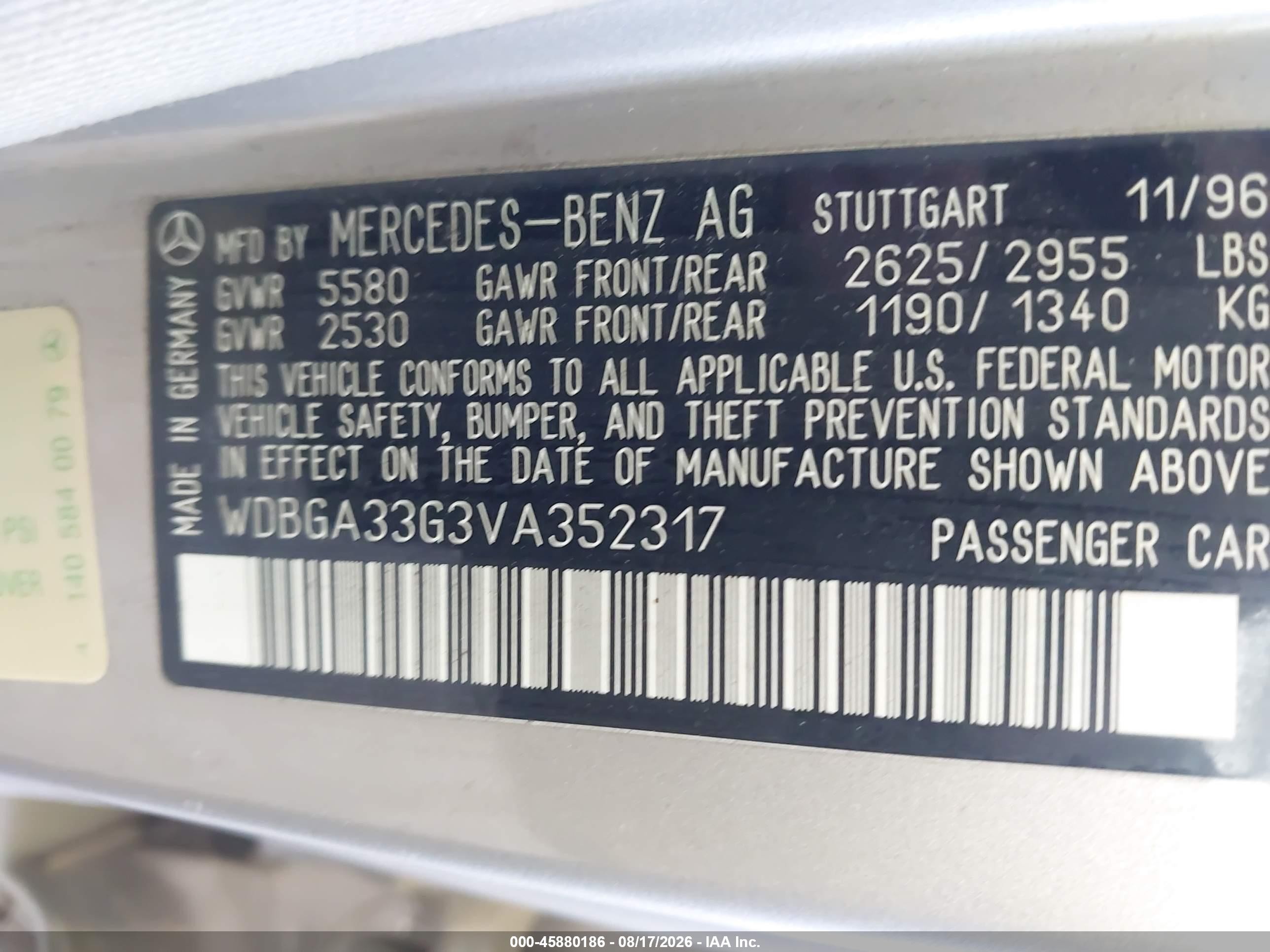1997 Mercedes-benz S 320 Base Lwb Золотой vin: WDBGA33G3VA352317