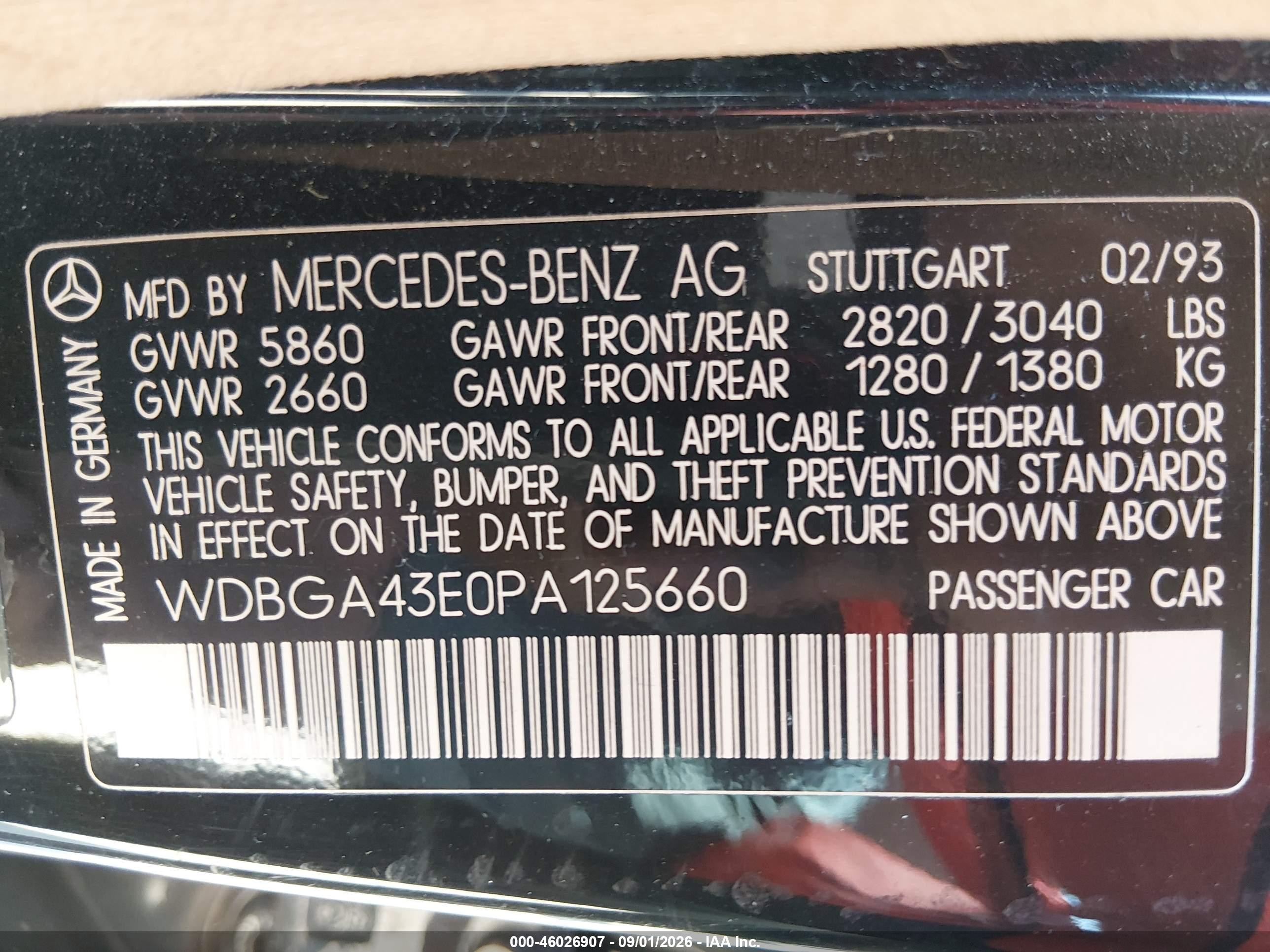 1993 Mercedes-benz 400 Sel Black vin: WDBGA43E0PA125660
