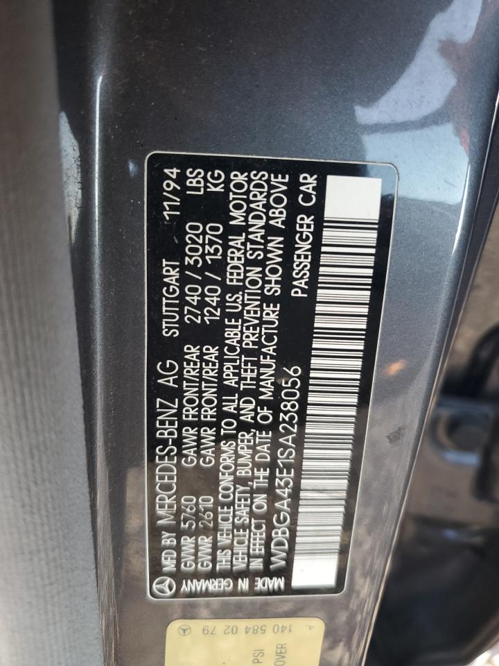 1995 Mercedes-benz S 420 Gray vin: WDBGA43E1SA238056
