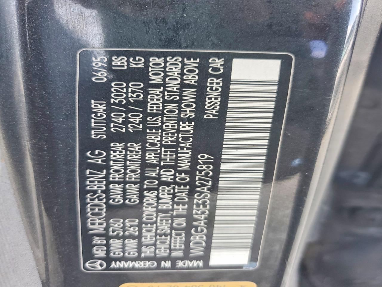 1995 Mercedes-benz S 420 Gray vin: WDBGA43E3SA275819