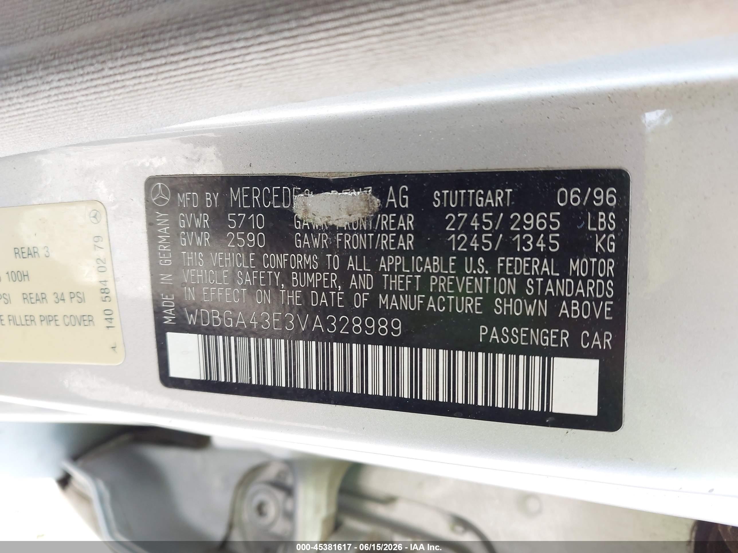 1997 Mercedes-benz S 420   Серебряный vin: WDBGA43E3VA328989
