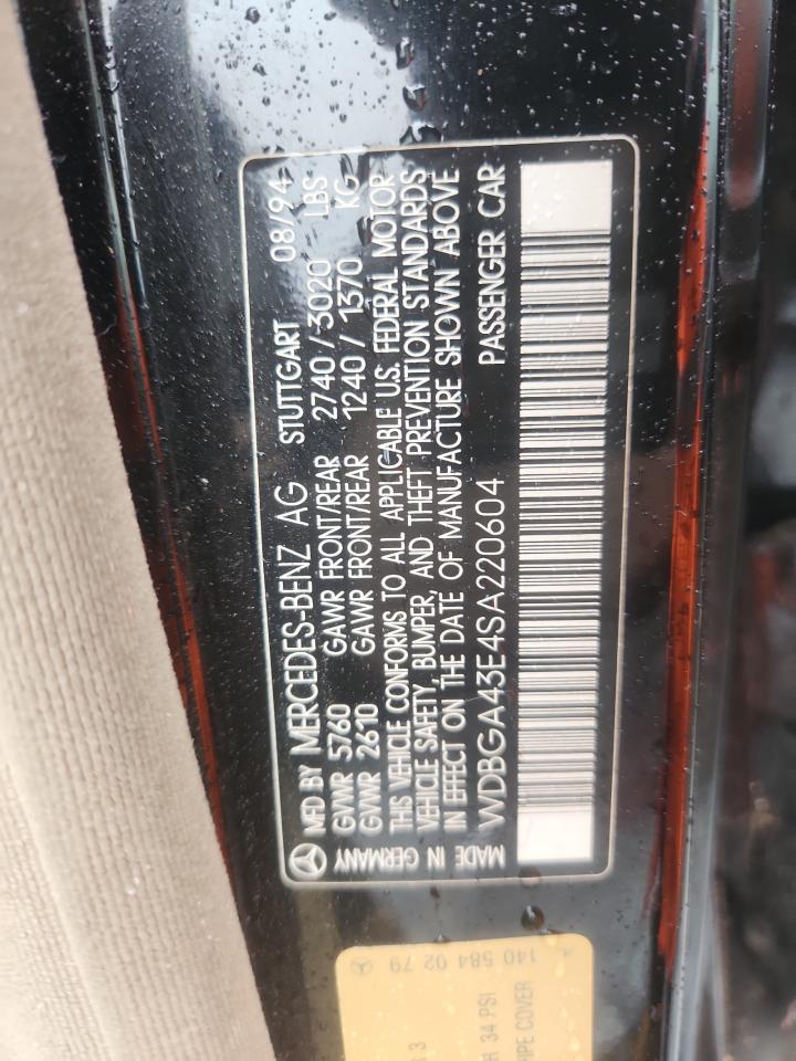 1995 Mercedes-benz S 420 Black vin: WDBGA43E4SA220604