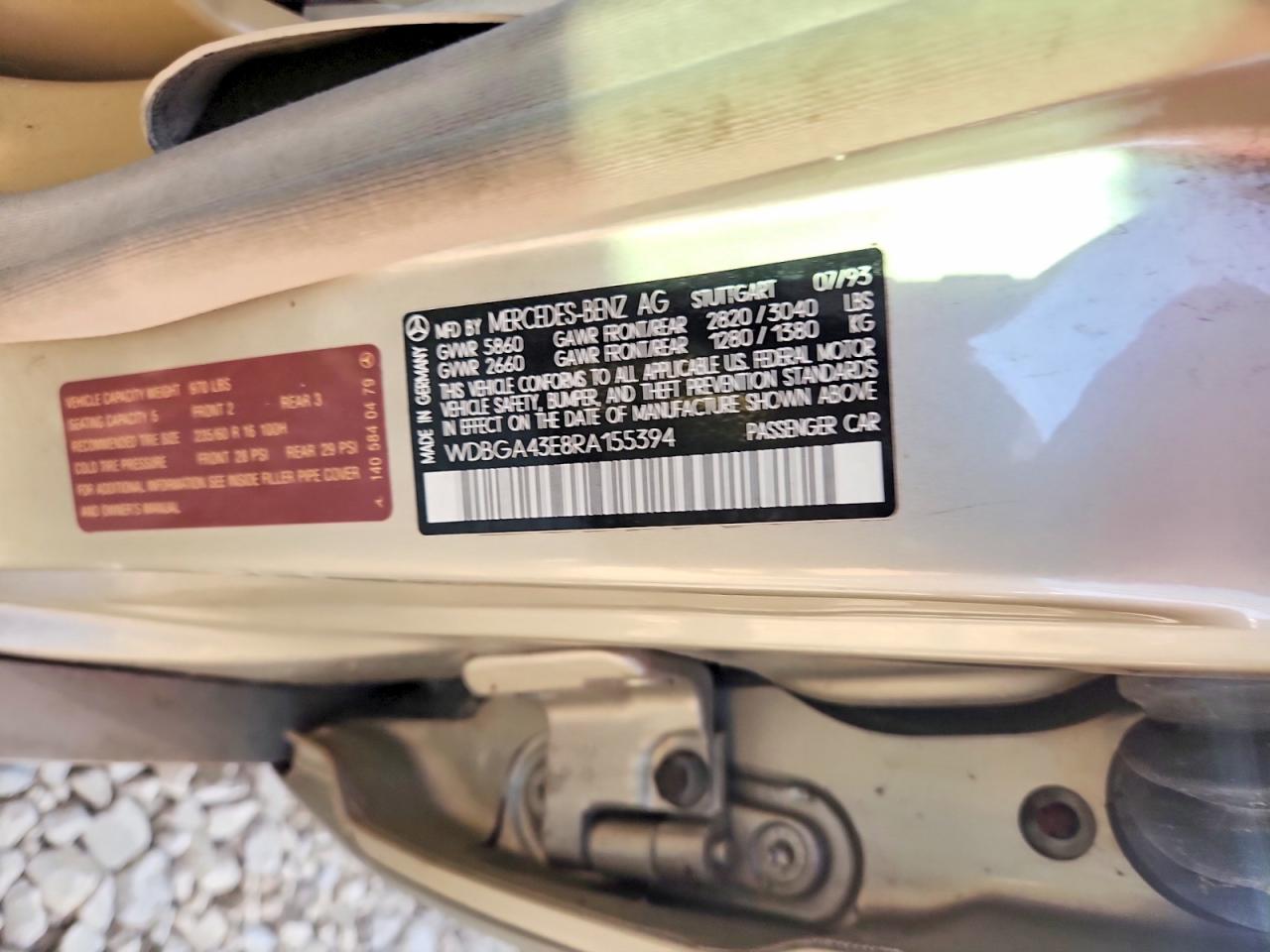 1994 Mercedes-benz S 420 Tan vin: WDBGA43E8RA155394