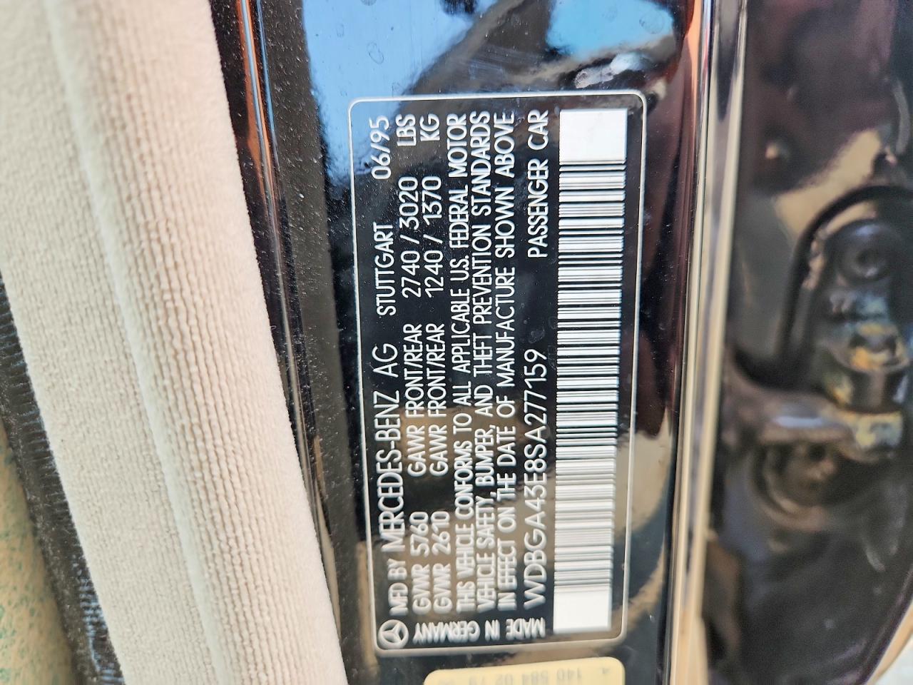 1995 Mercedes-benz S 420 Black vin: WDBGA43E8SA277159