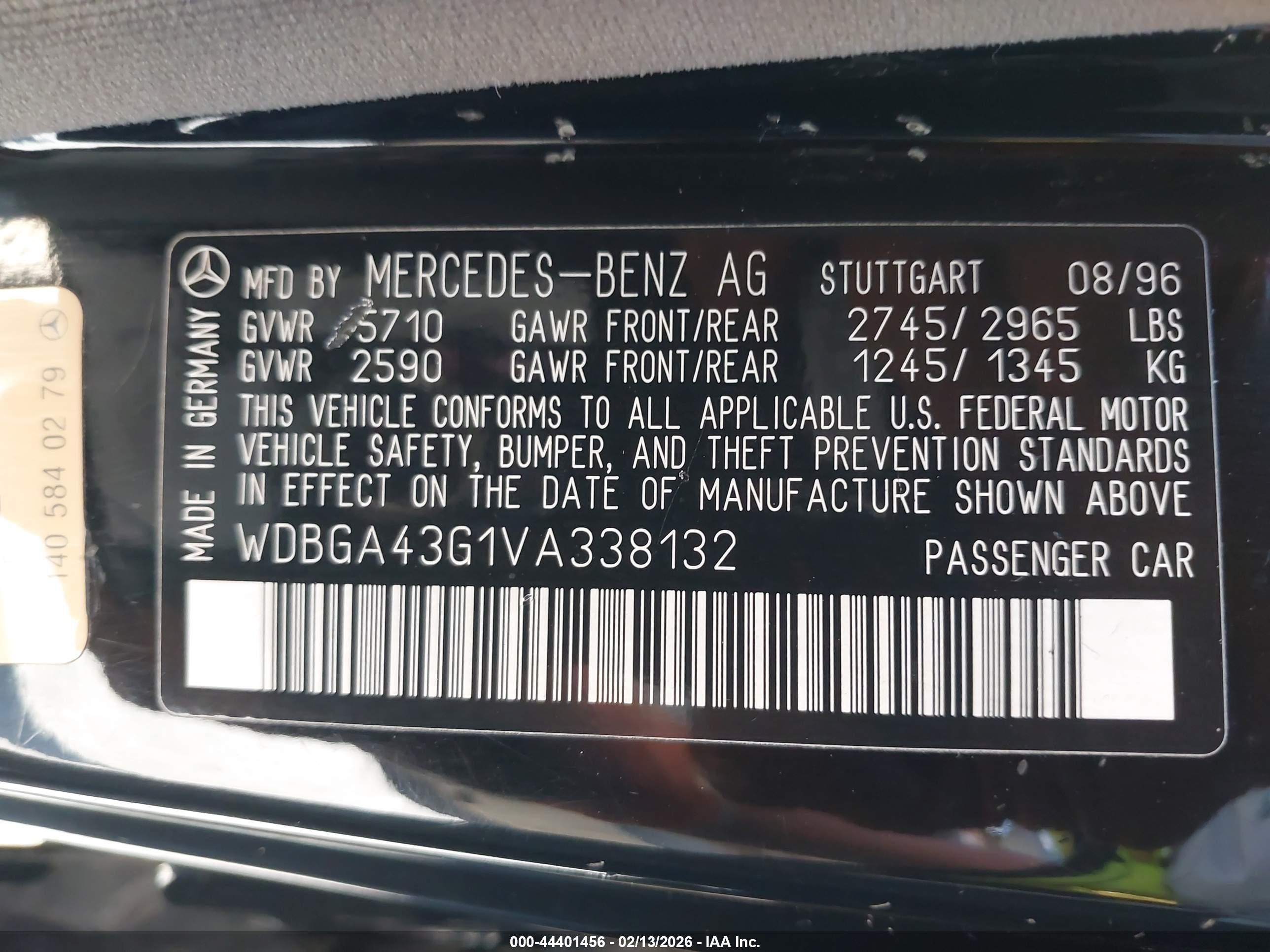 1997 Mercedes-benz S 420   Черный vin: WDBGA43G1VA338132