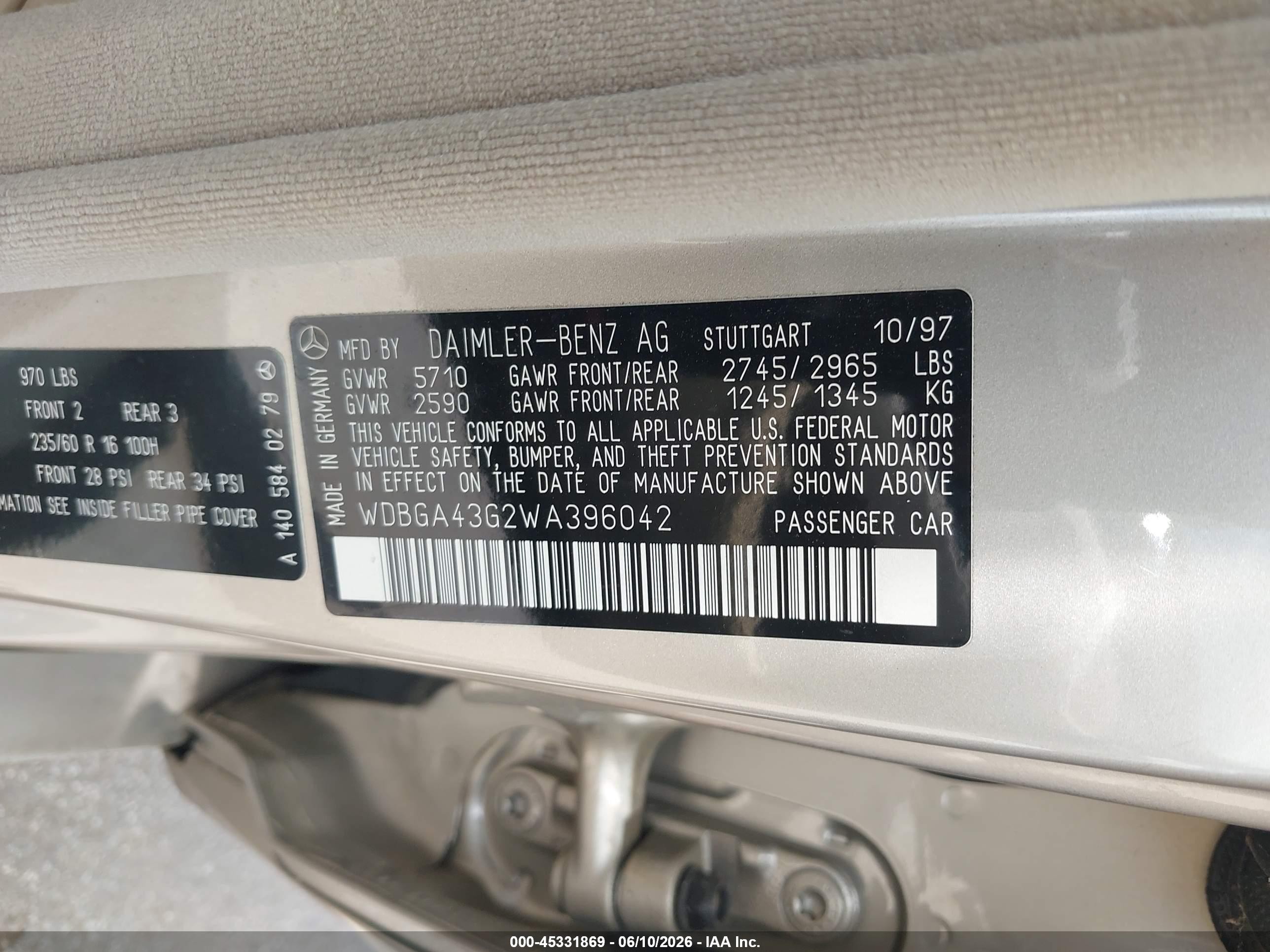1998 Mercedes-benz S 420   Gold vin: WDBGA43G2WA396042