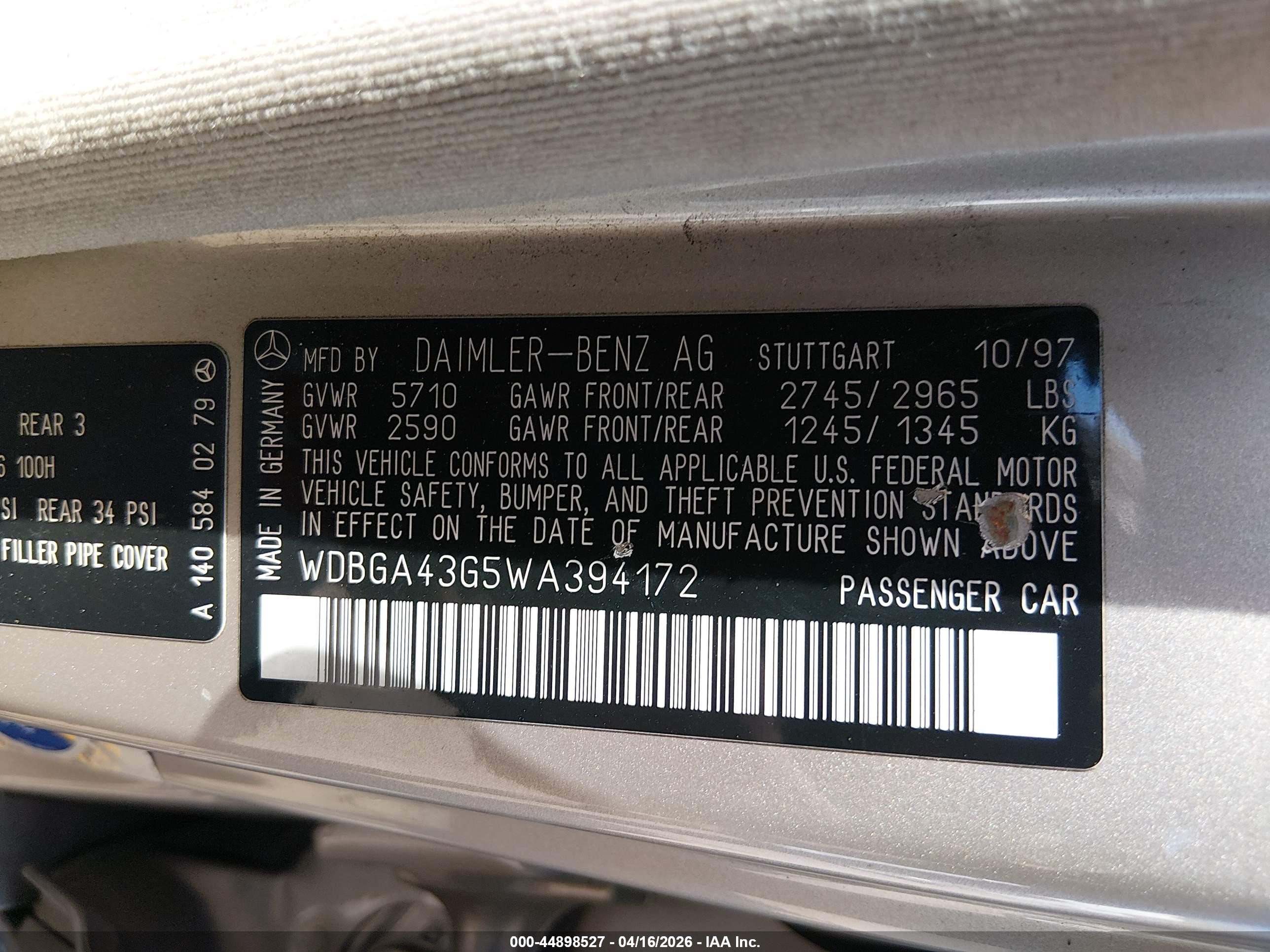 1998 Mercedes-benz S 420   Gold vin: WDBGA43G5WA394172