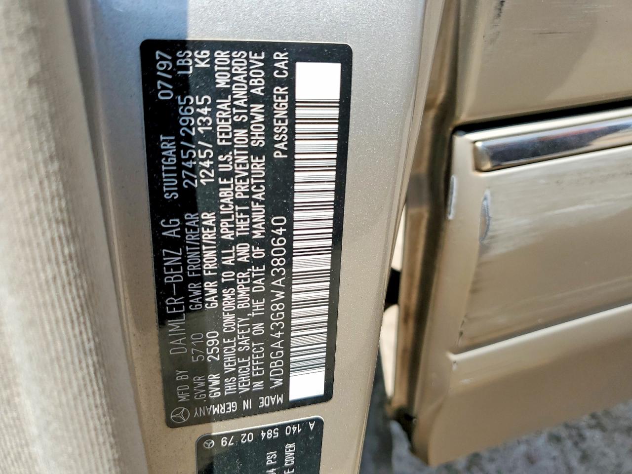 1998 Mercedes-benz S 420 Tan vin: WDBGA43G8WA380640
