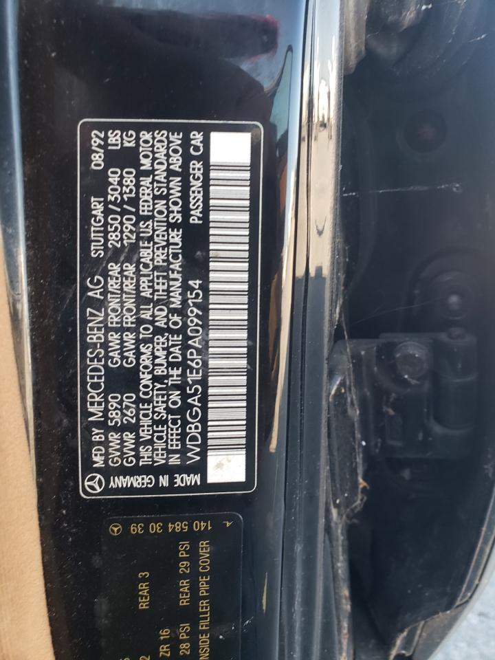 1993 Mercedes-benz 500 Sel Black vin: WDBGA51E6PA099154