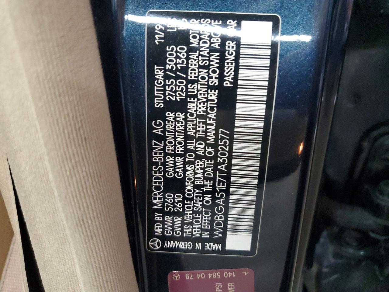 1996 Mercedes-benz S 500 Blue vin: WDBGA51E7TA302577