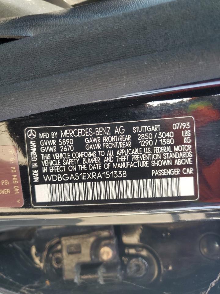 1994 Mercedes-benz S 500 Black vin: WDBGA51EXRA151338