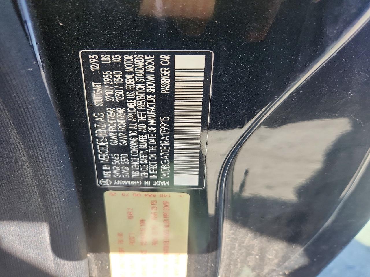 1994 Mercedes-benz S 500 Black vin: WDBGA70E1RA179915