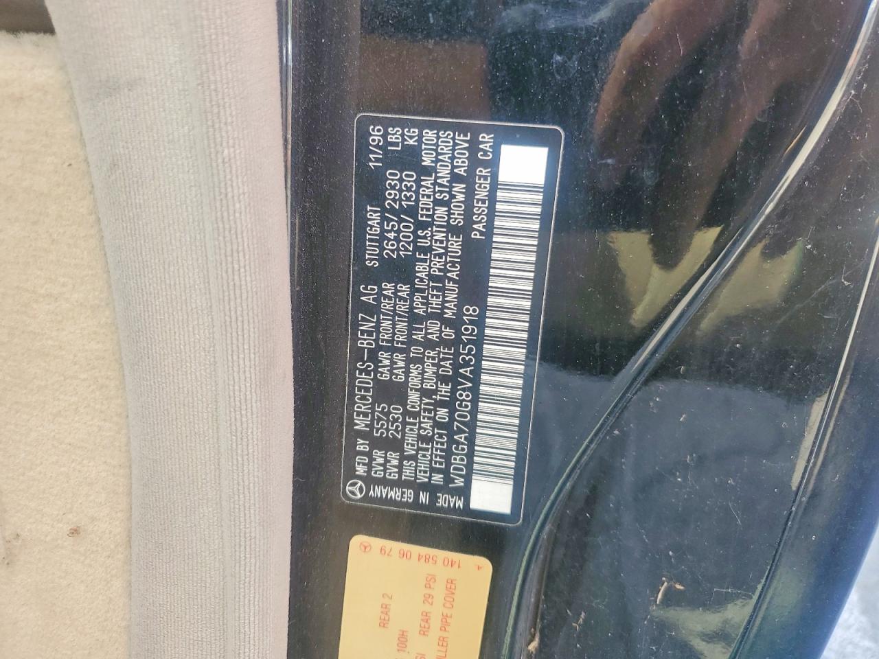 1997 Mercedes-benz S 500 Black vin: WDBGA70G8VA351918
