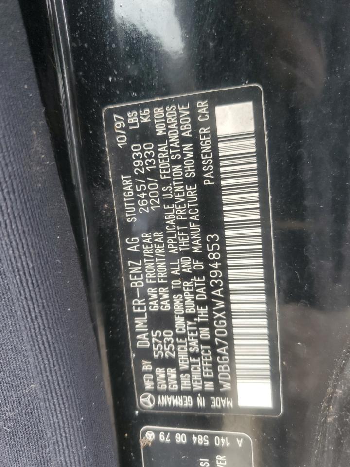 1998 Mercedes-benz Cl 500   Black vin: WDBGA70GXWA394853
