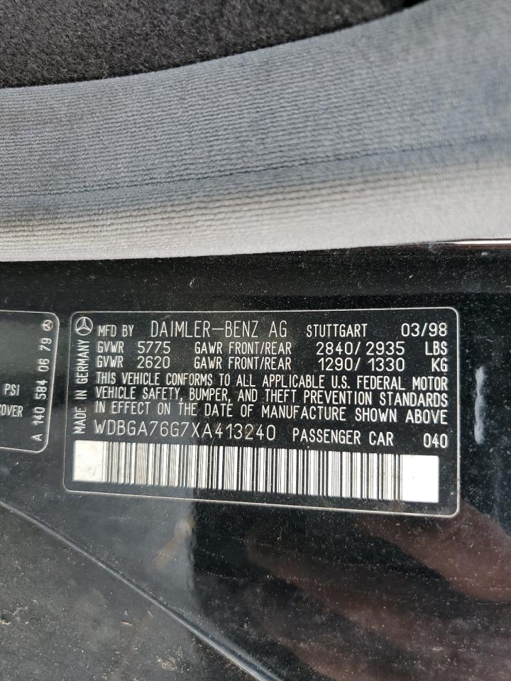 1999 Mercedes-benz Cl 600 Black vin: WDBGA76G7XA413240
