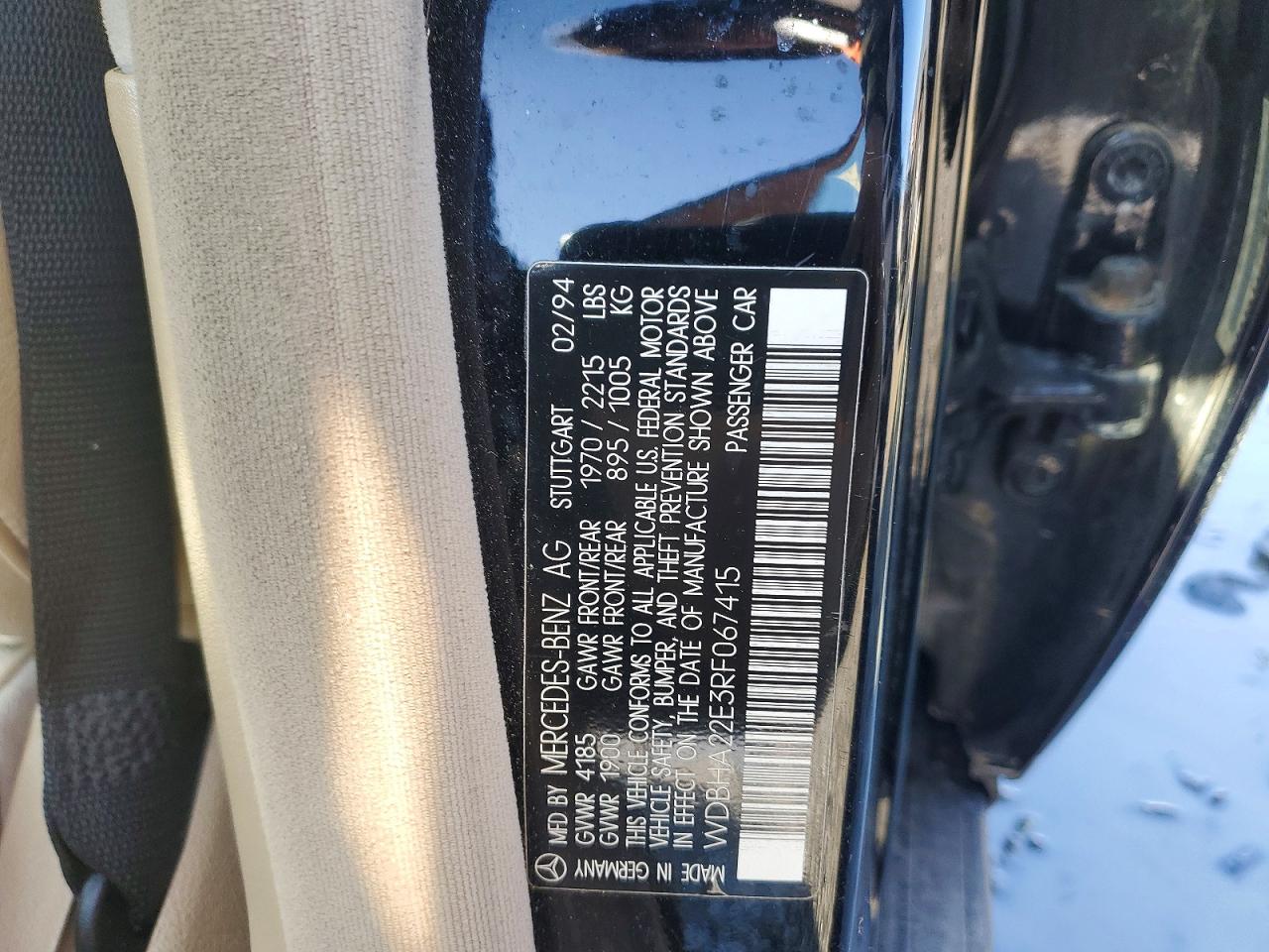 1994 Mercedes-benz C 220 Black vin: WDBHA22E3RF067415