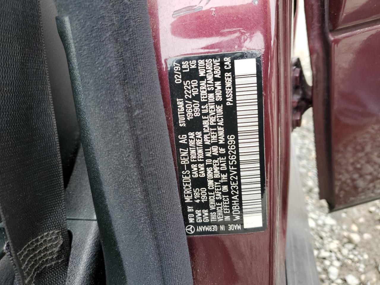 1997 Mercedes-benz C 230 Темно-бордовый vin: WDBHA23E2VF562696