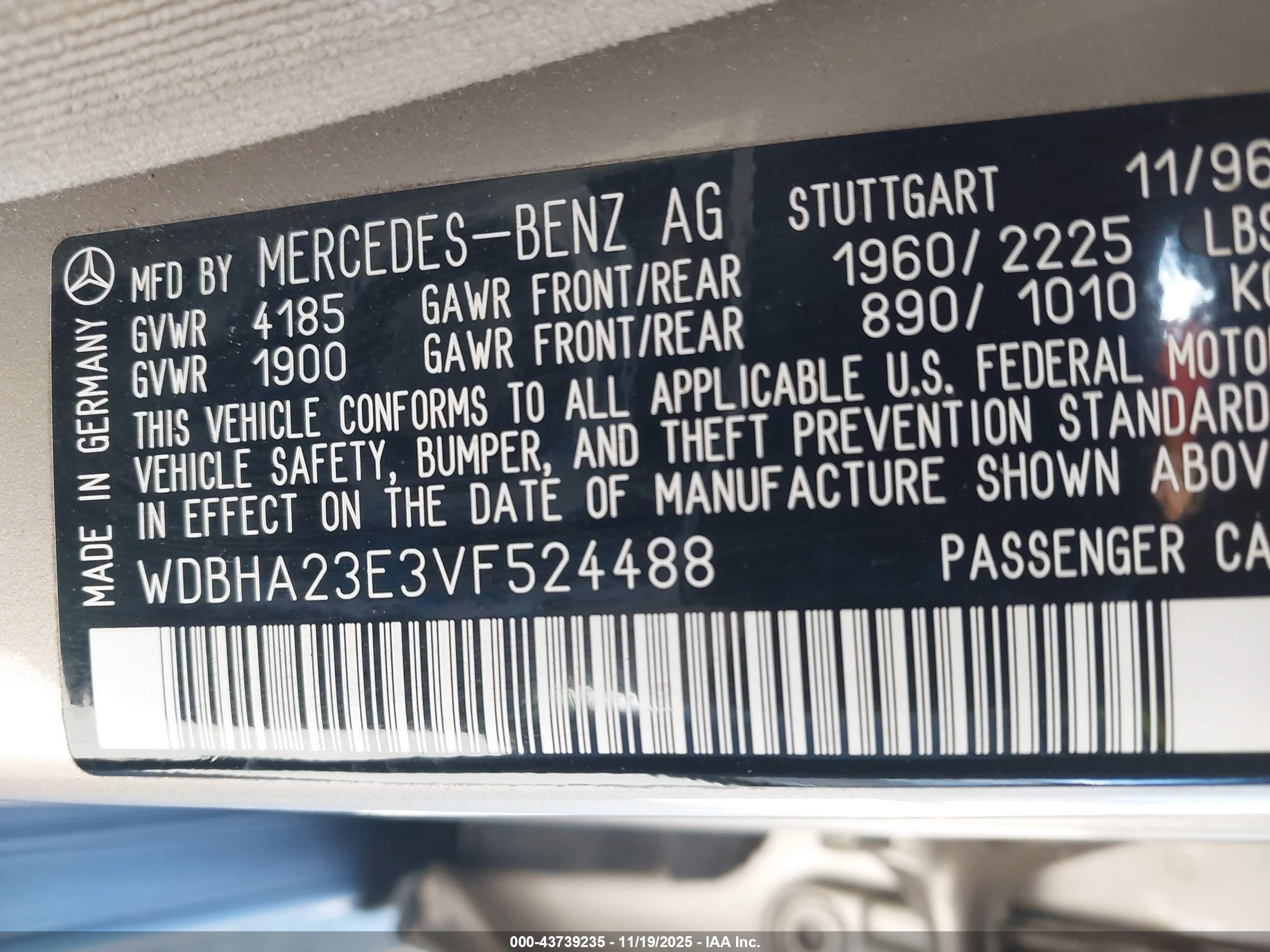 1997 Mercedes-benz C 230   Золотой vin: WDBHA23E3VF524488