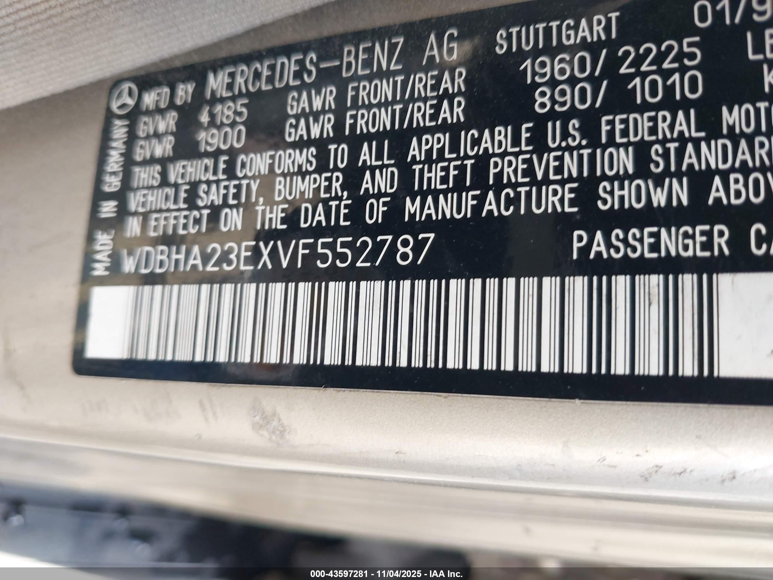 1997 Mercedes-benz C 230   Коричневый vin: WDBHA23EXVF552787
