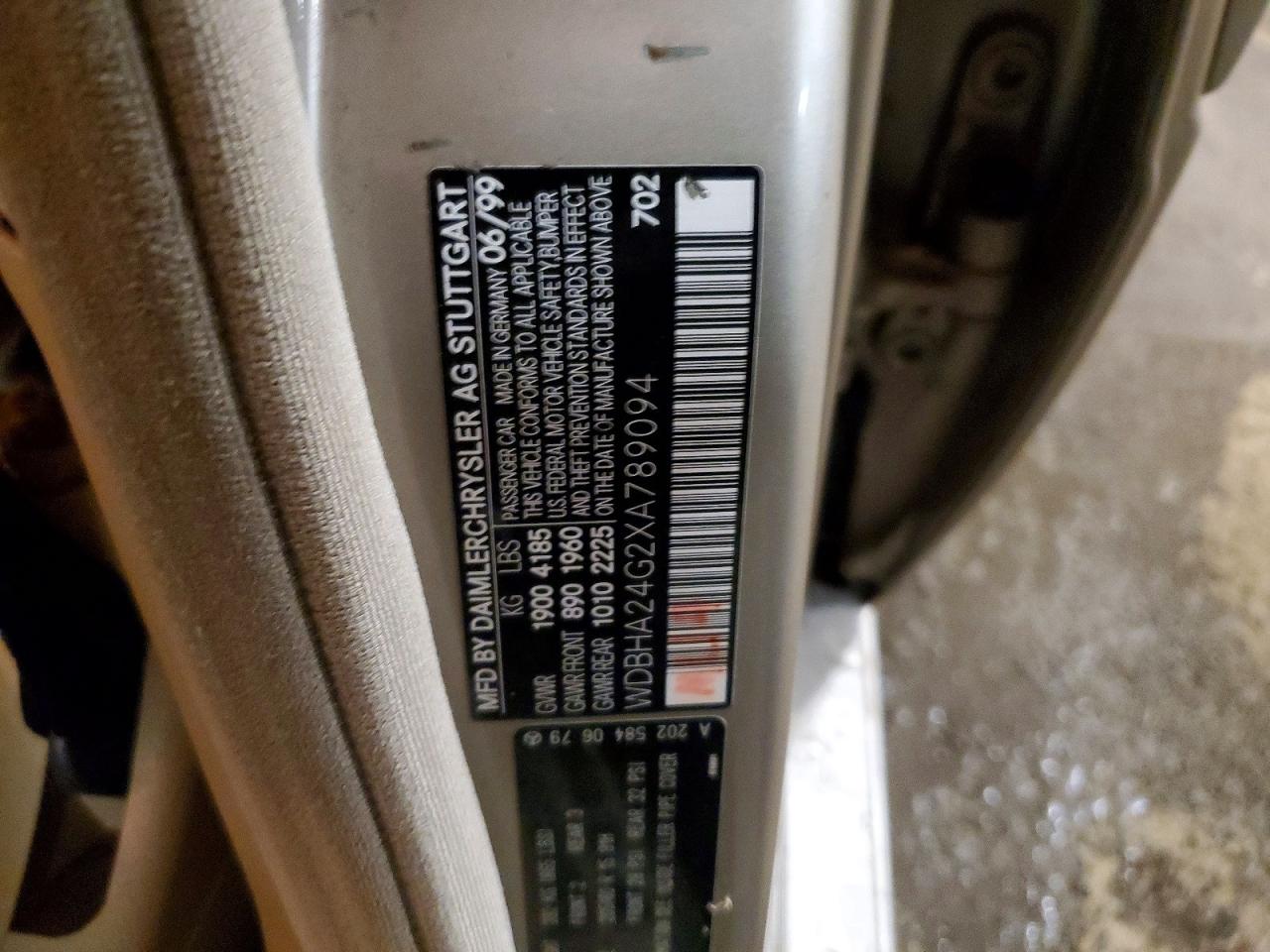 1999 Mercedes-benz C 230 Серебряный vin: WDBHA24G2XA789094