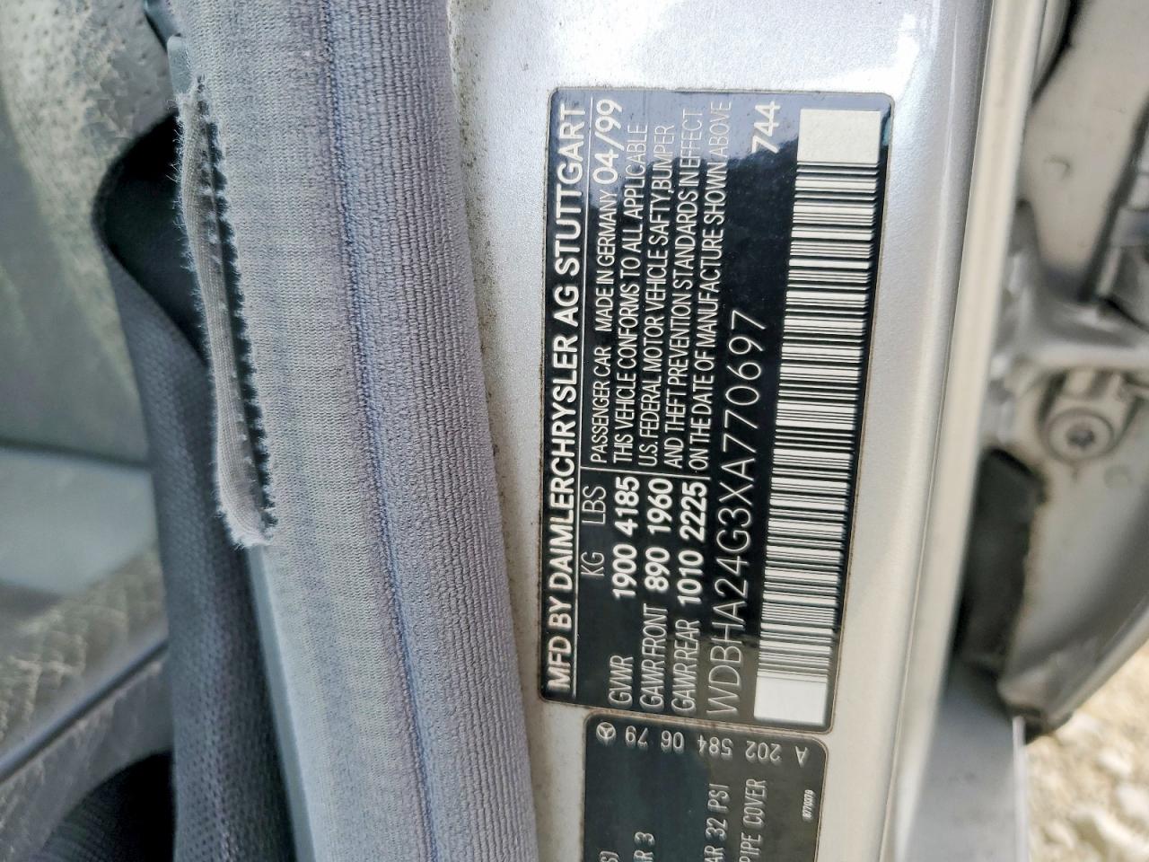 1999 Mercedes-benz C 230 Серебряный vin: WDBHA24G3XA770697