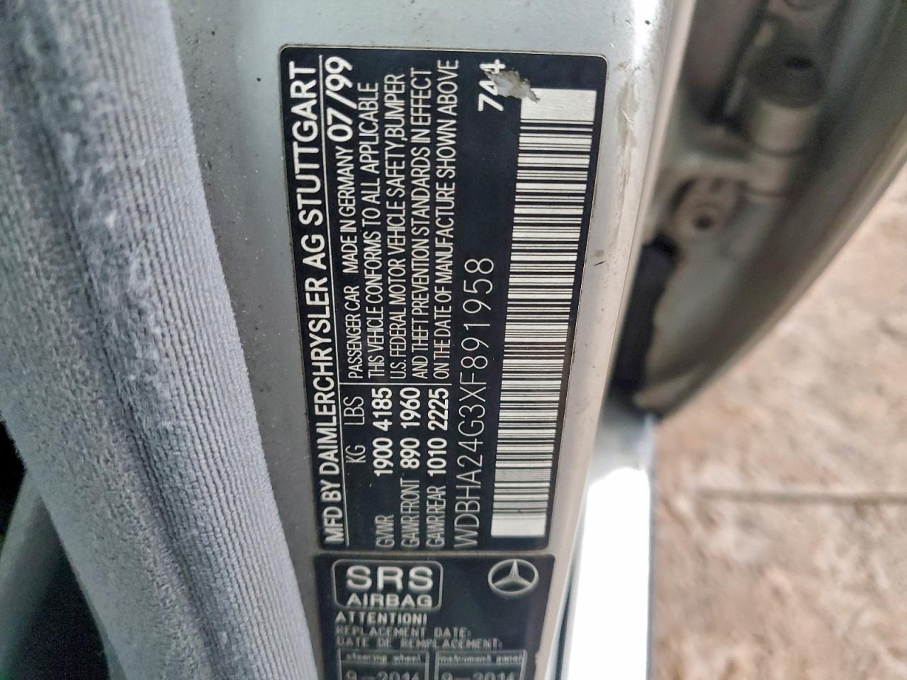 1999 Mercedes-benz C 230 Серый vin: WDBHA24G3XF891958