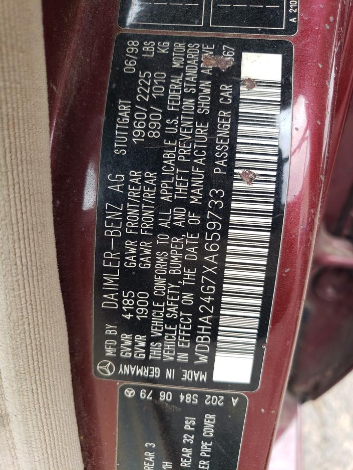 1999 Mercedes-benz C 230 Бордовый vin: WDBHA24G7XA659733