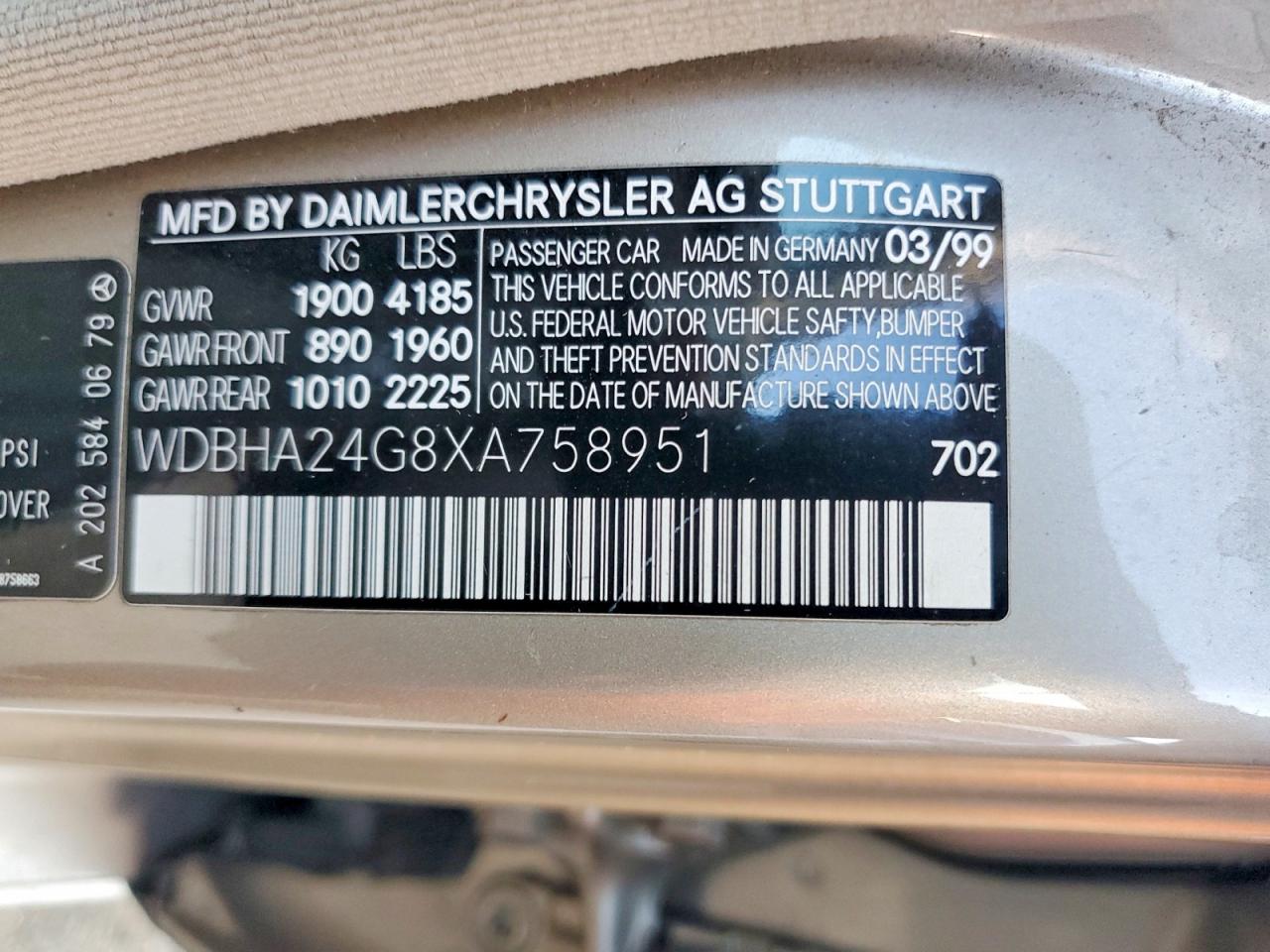 1999 Mercedes-benz C 230 Beige vin: WDBHA24G8XA758951