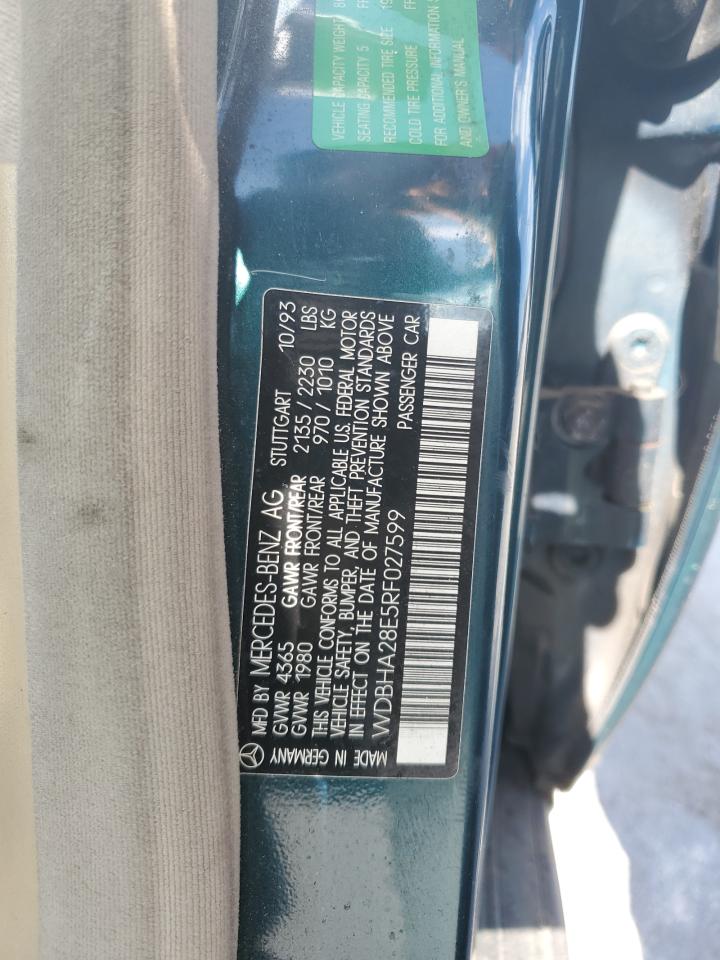 1994 Mercedes-benz C 280 Green vin: WDBHA28E5RF027599