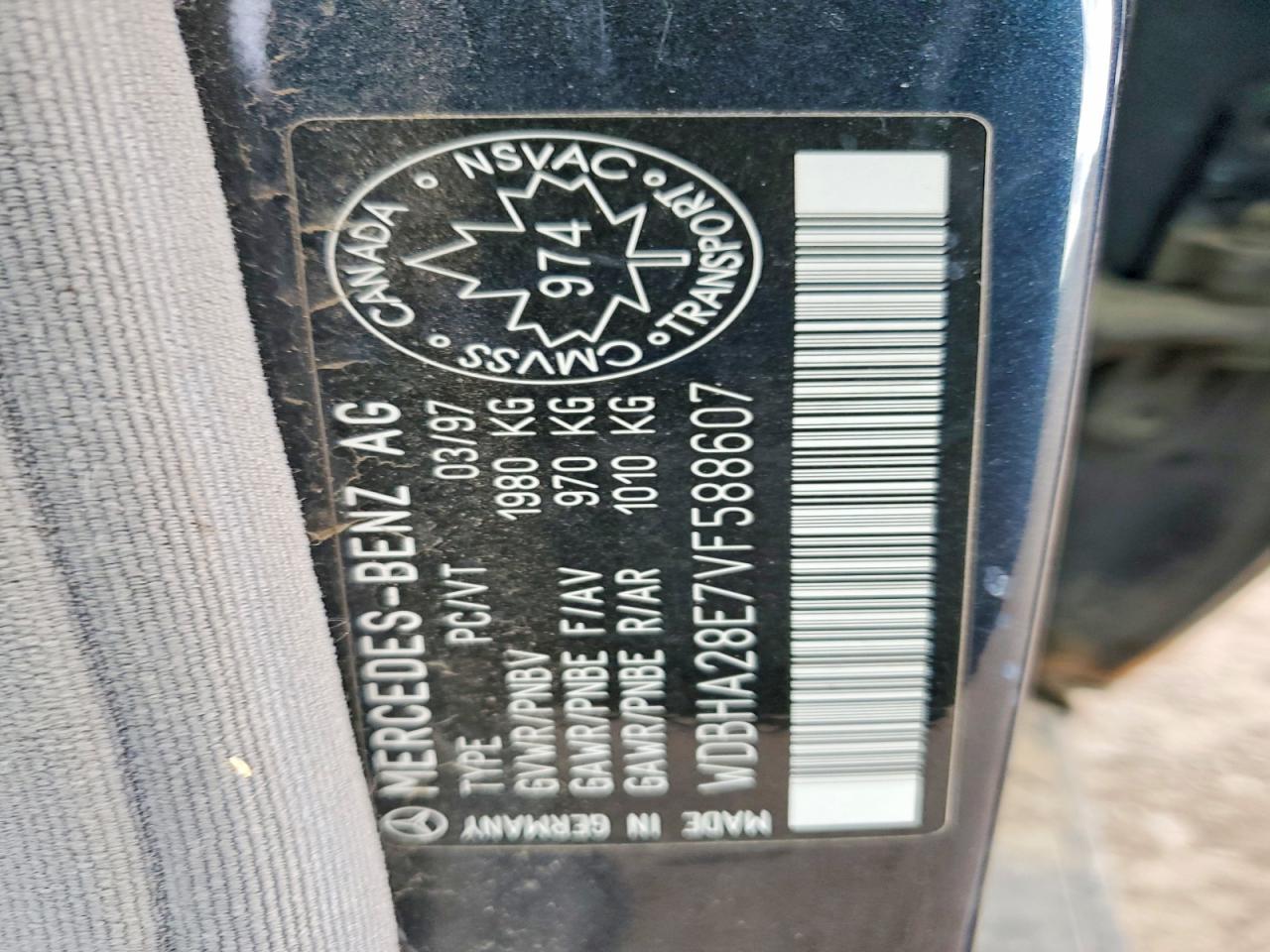 1997 Mercedes-benz C 280 Синий vin: WDBHA28E7VF588607