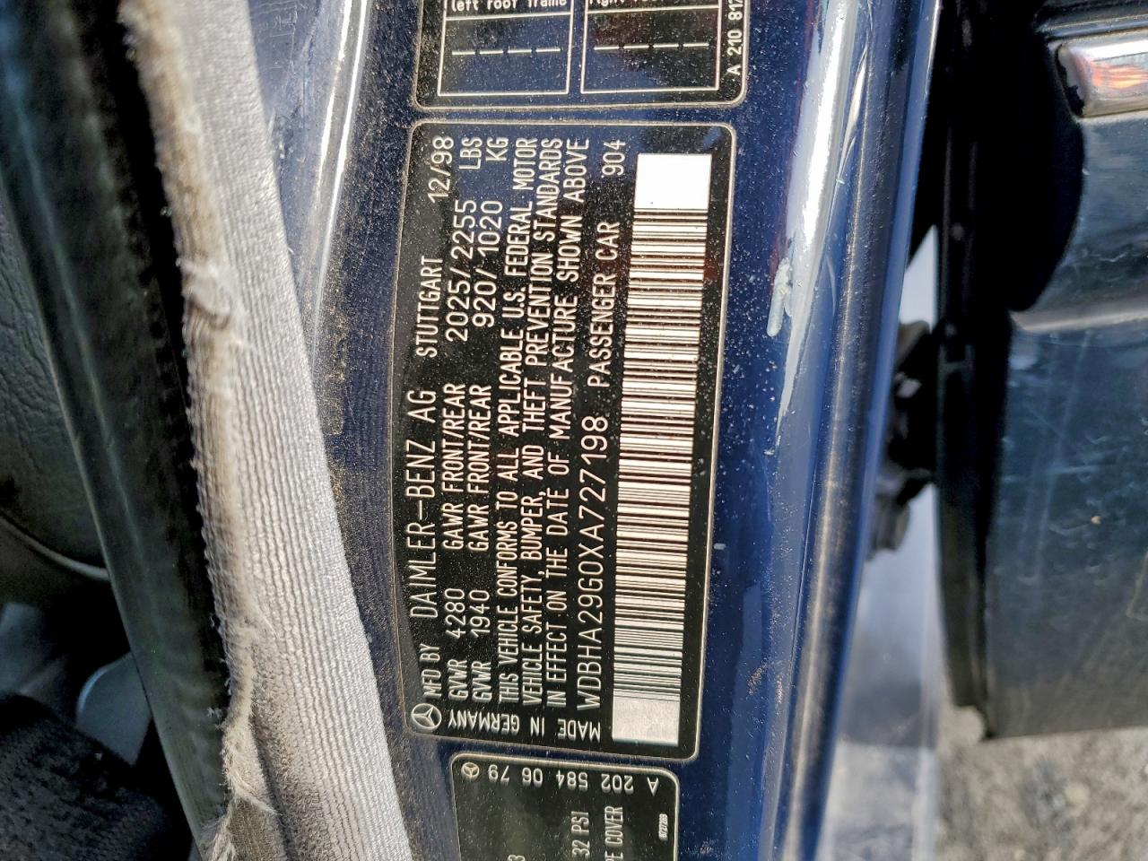1999 Mercedes-benz C 280 Синий vin: WDBHA29G0XA727198