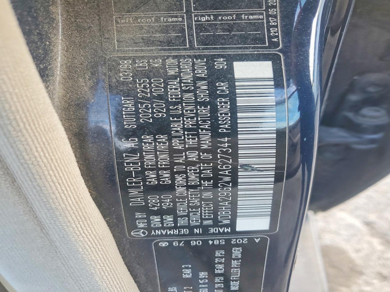 1998 Mercedes-benz C 280 Синий vin: WDBHA29G2WA627344