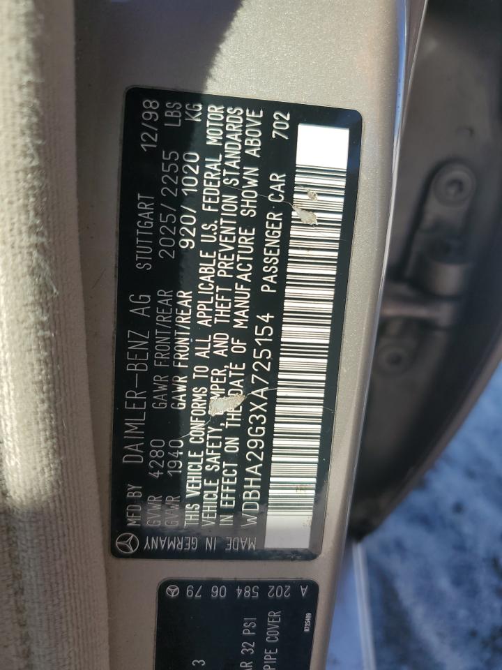 1999 Mercedes-benz C 280 Золотой vin: WDBHA29G3XA725154