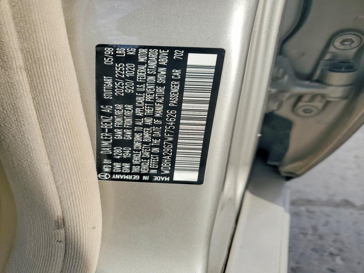 1998 Mercedes-benz C 280 Золотой vin: WDBHA29G7WF754626