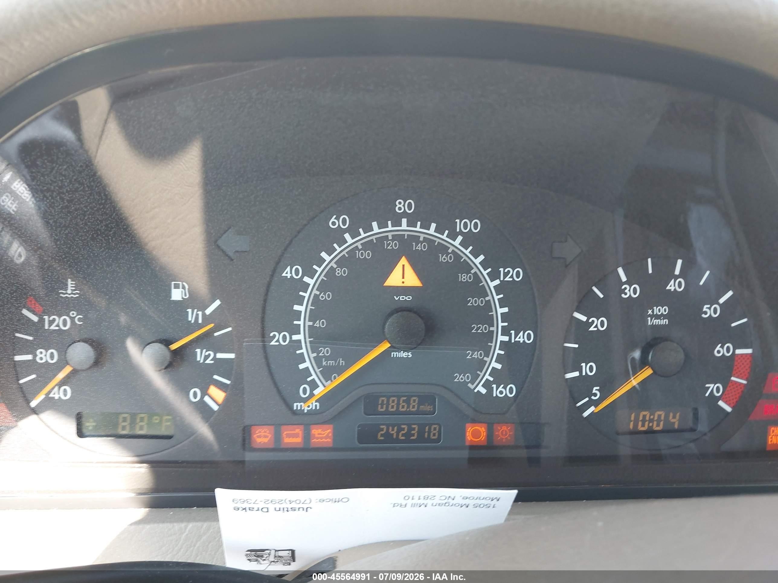 1999 Mercedes-benz C 280   Белый vin: WDBHA29G8XA760188