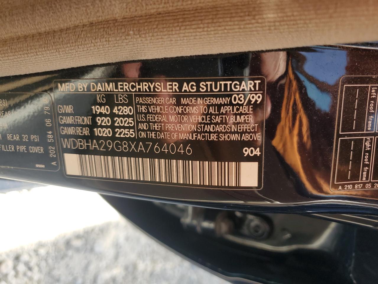 1999 Mercedes-benz C 280 Blue vin: WDBHA29G8XA764046