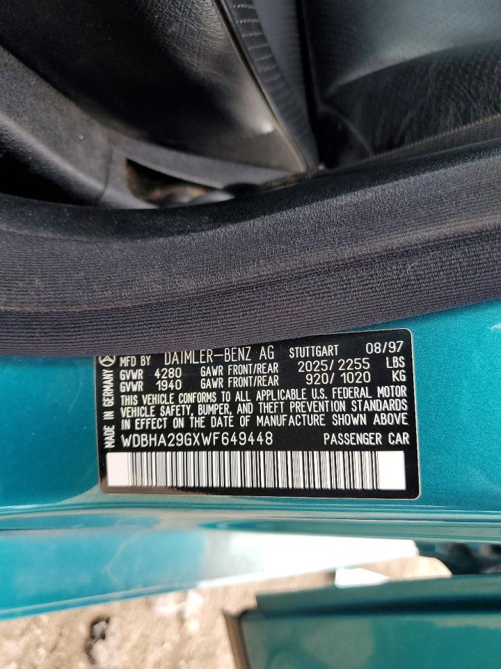 1998 Mercedes-benz C 280 Turquoise vin: WDBHA29GXWF649448