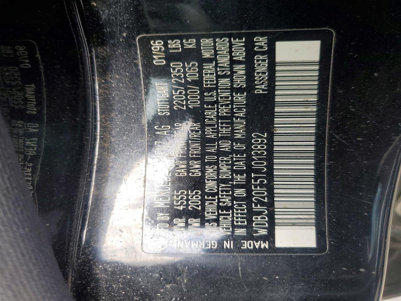1996 Mercedes-benz E 300d Black vin: WDBJF20F5TJ013892