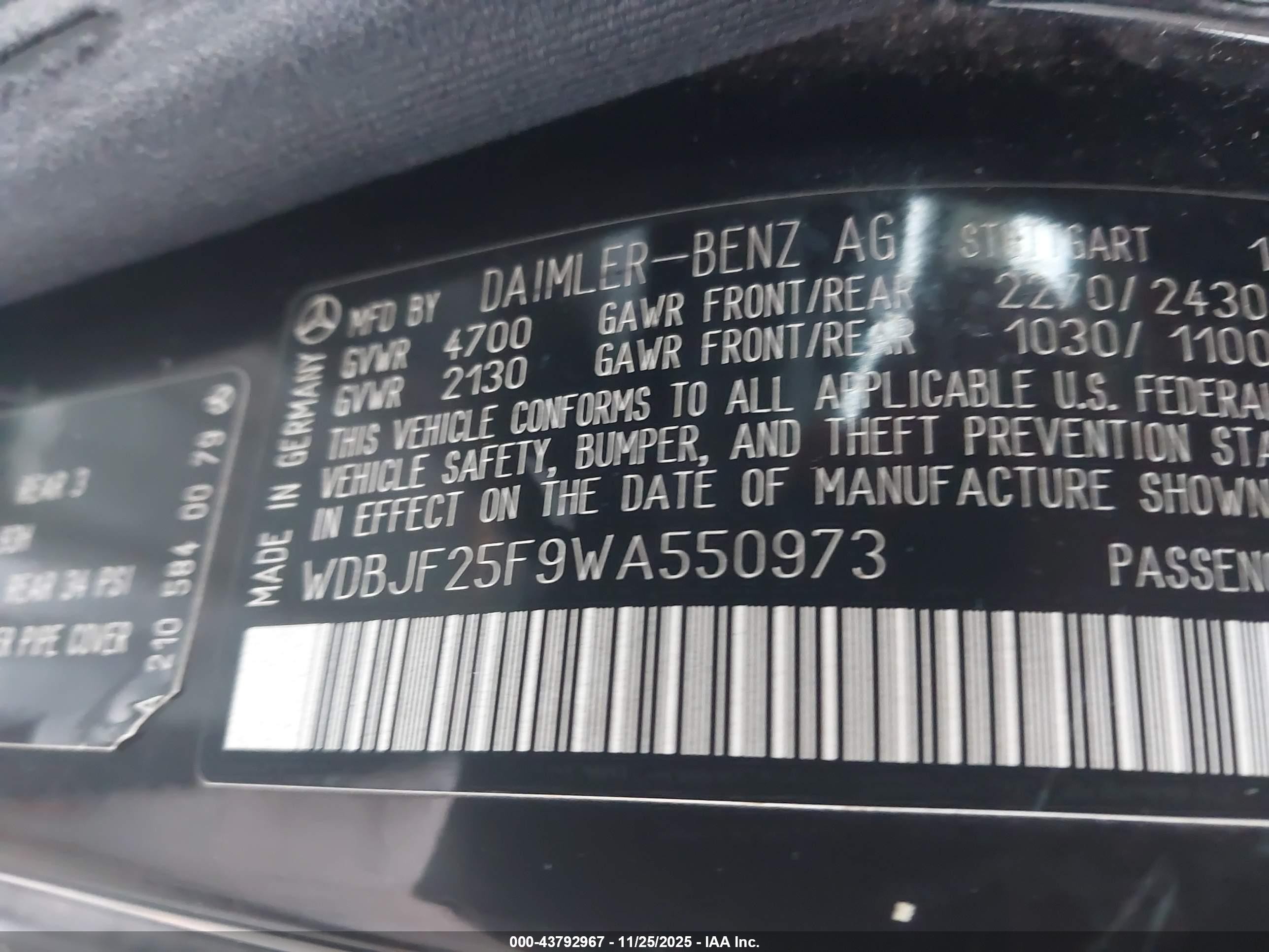 1998 Mercedes-benz E 300 Diesel   Black vin: WDBJF25F9WA550973