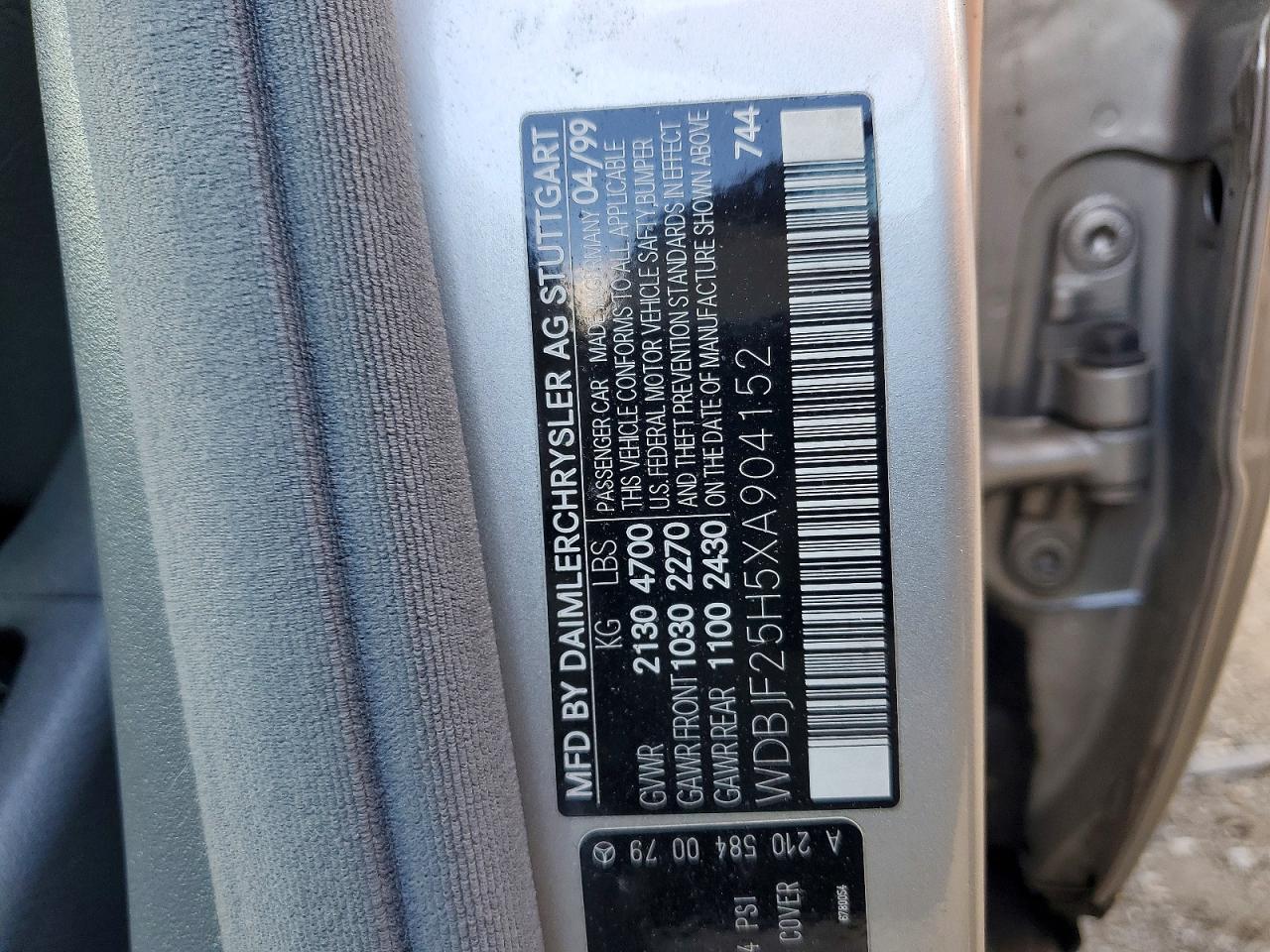 1999 Mercedes-benz E 300td Silver vin: WDBJF25H5XA904152
