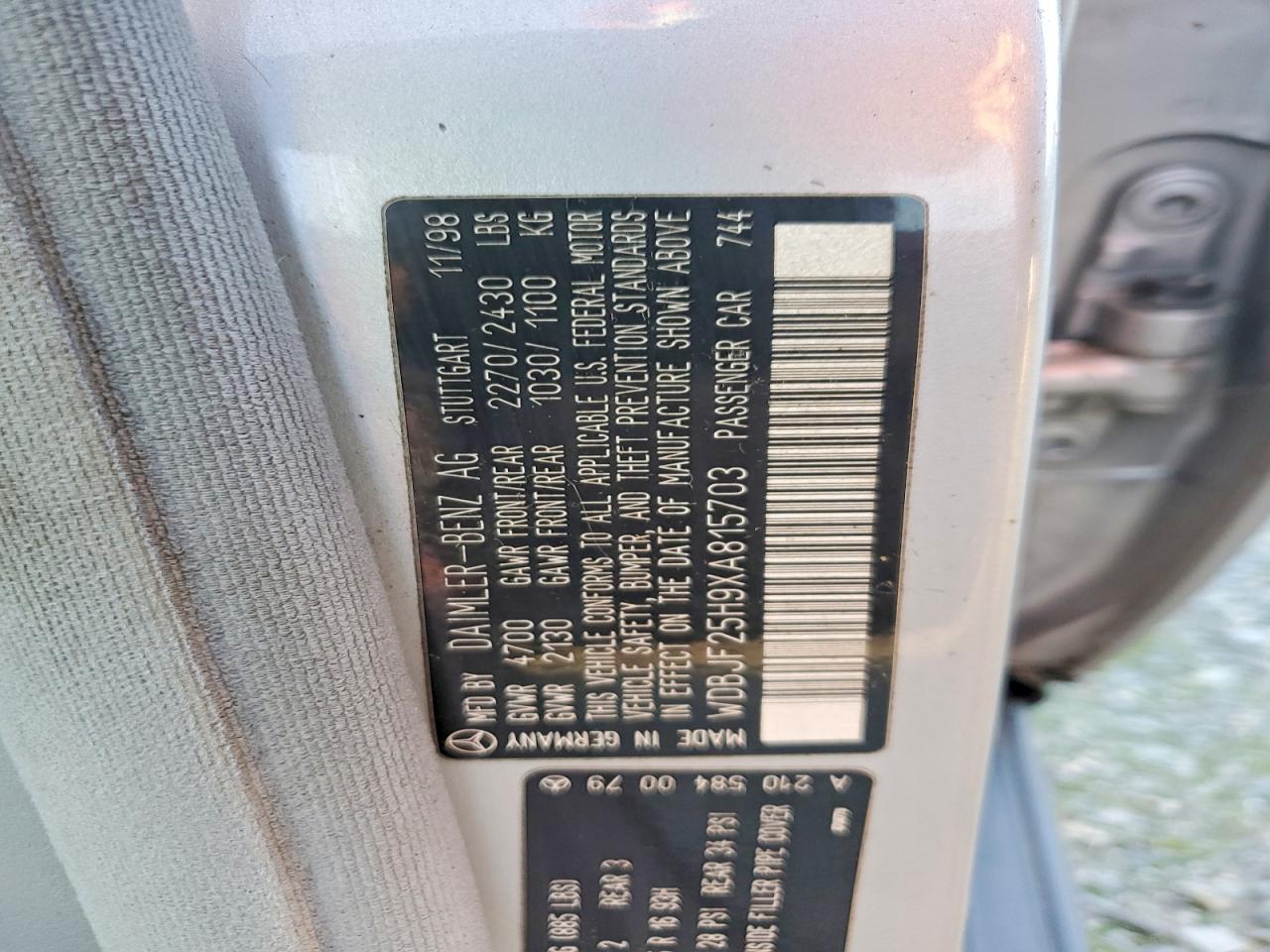 1999 Mercedes-benz E 300td Серебряный vin: WDBJF25H9XA815703