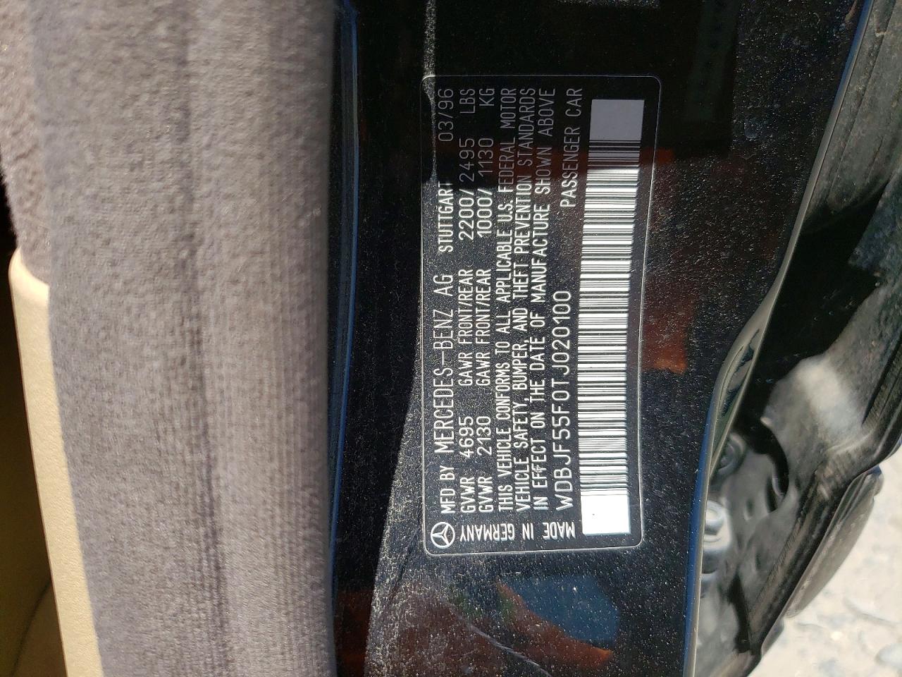 1996 Mercedes-benz E 320 Black vin: WDBJF55F0TJ020100