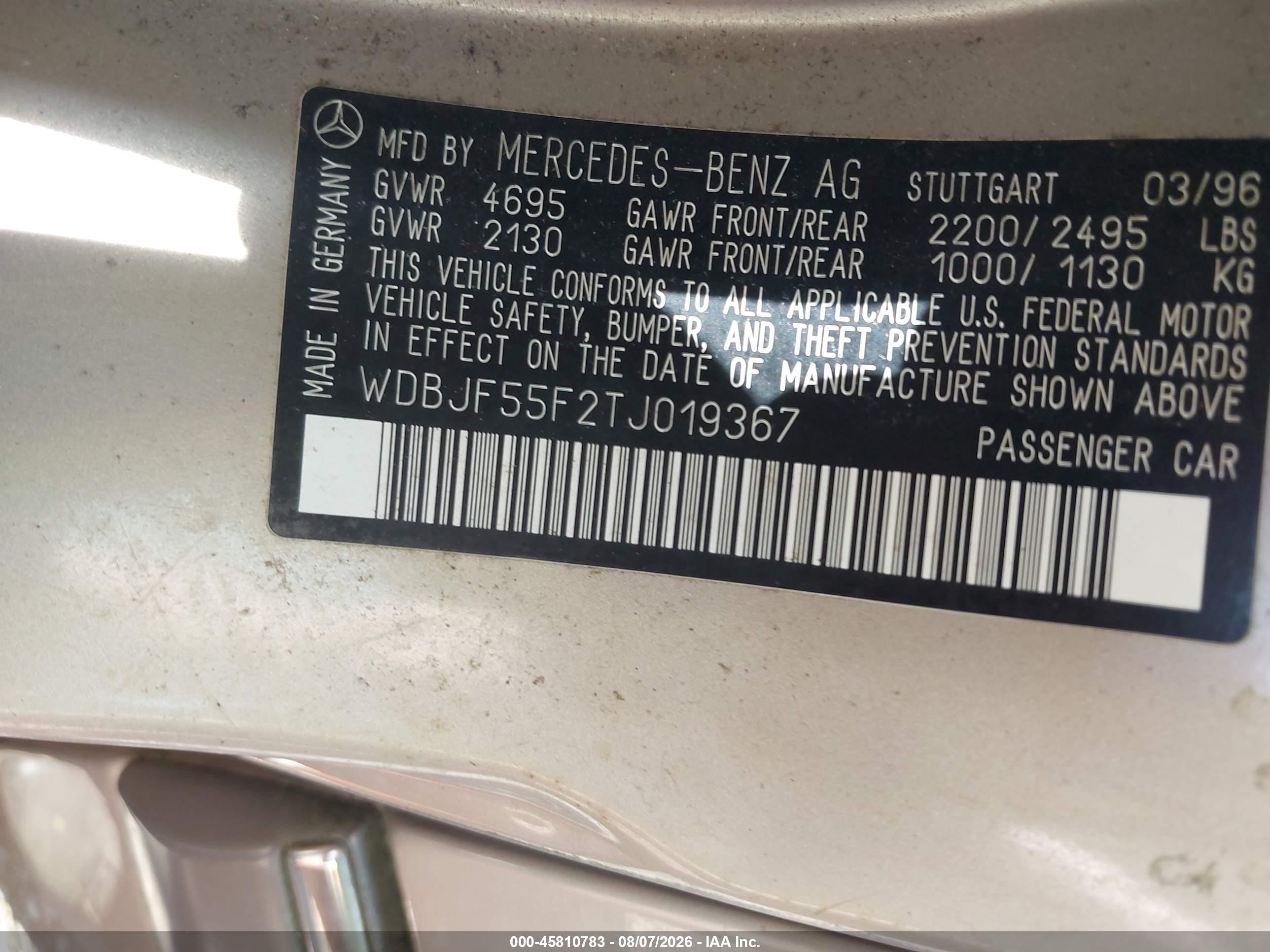 1996 Mercedes-benz E 320 Gold vin: WDBJF55F2TJ019367